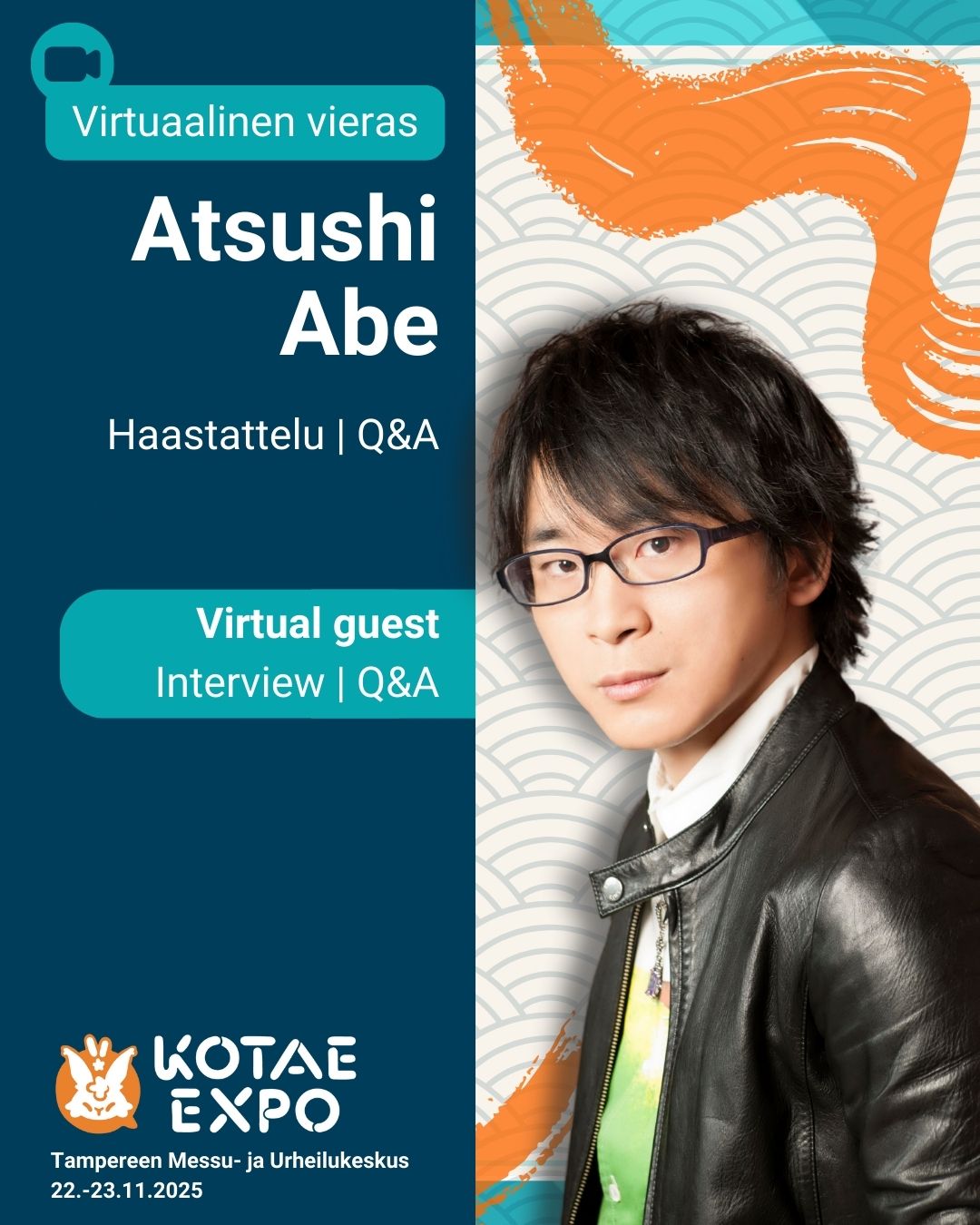 Voice actor Atsushi Abe will make an online appearance at Kotae